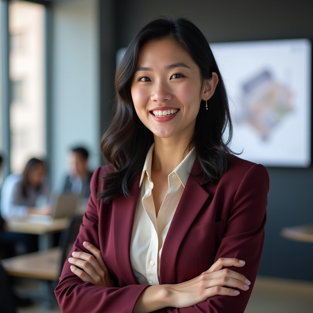 Female construction planning specialist instructor