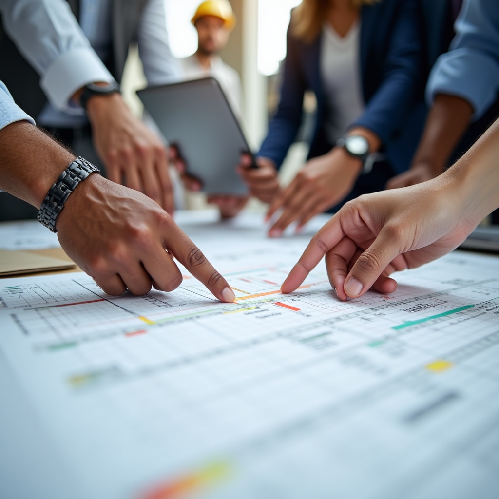 Construction professionals collaborating during training workshop session